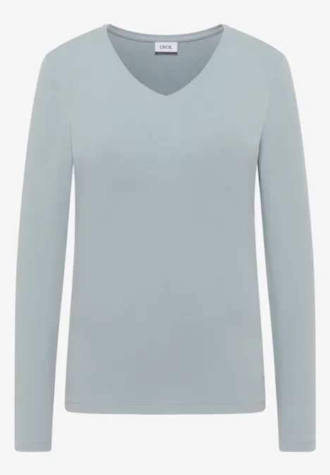 V-Neck Langarmshirt light mint blue