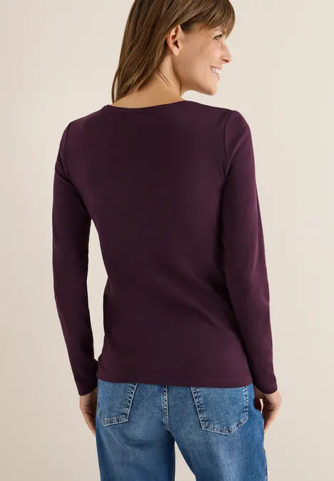 T-shirt à manches longues avec col en V eggplant red