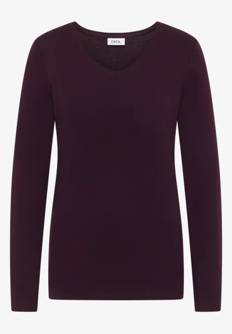 T-shirt à manches longues avec col en V eggplant red