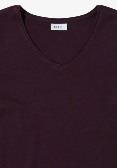 T-shirt à manches longues avec col en V eggplant red