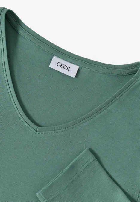 T-shirt à manches longues avec col en V jewel green