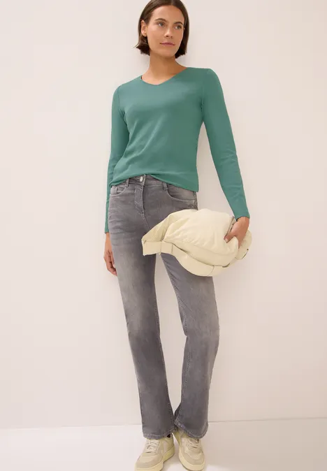T-shirt à manches longues avec col en V jewel green