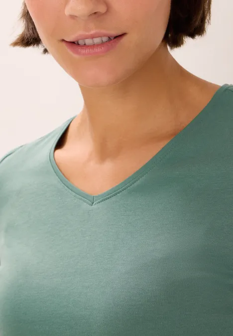 T-shirt à manches longues avec col en V jewel green