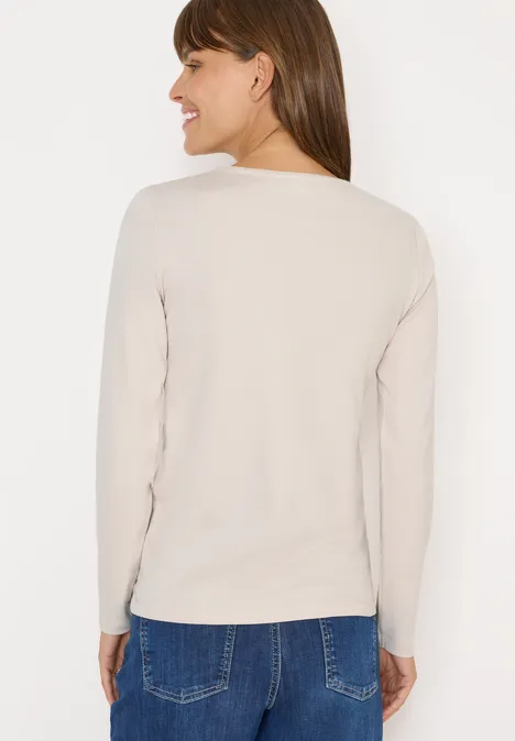 V-Neck Langarmshirt light greige