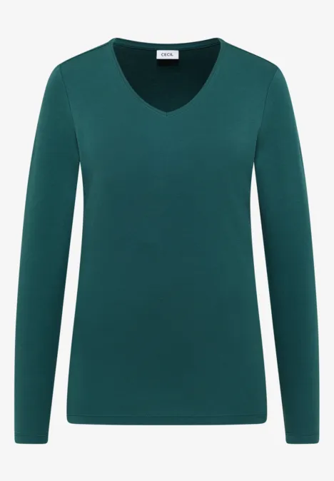 V-Neck Langarmshirt dark sea green