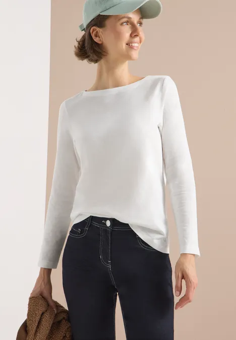 Basic shirt met lange mouwen vanilla white