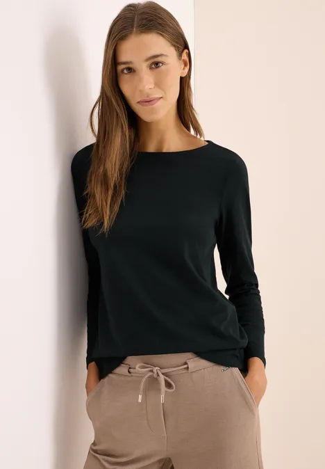 Basic Langarmshirt ink green