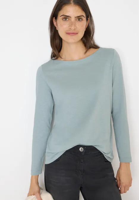 Basic Langarmshirt light mint blue