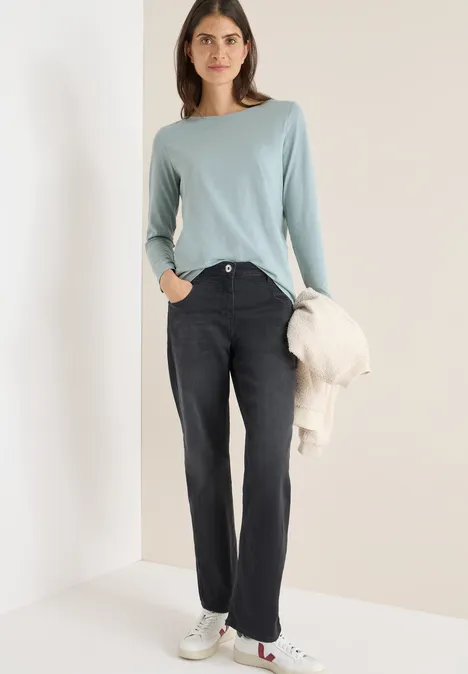 Basic Langarmshirt light mint blue