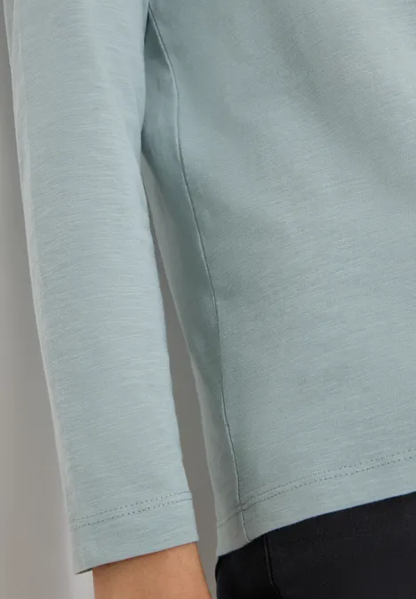 Basic Langarmshirt light mint blue