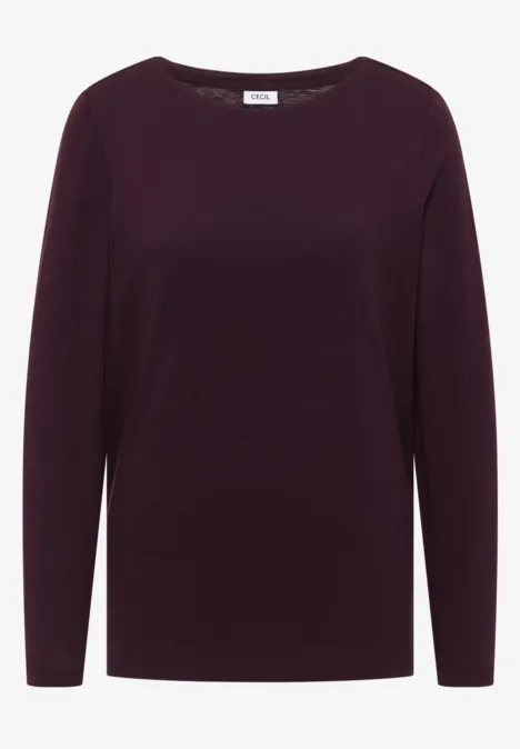 Basic Langarmshirt eggplant red