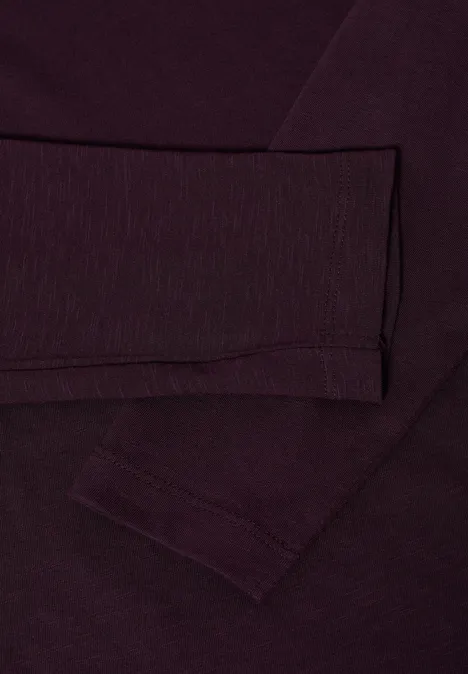 Basic Langarmshirt eggplant red
