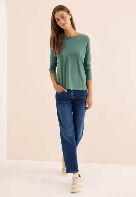 Basic Langarmshirt jewel green