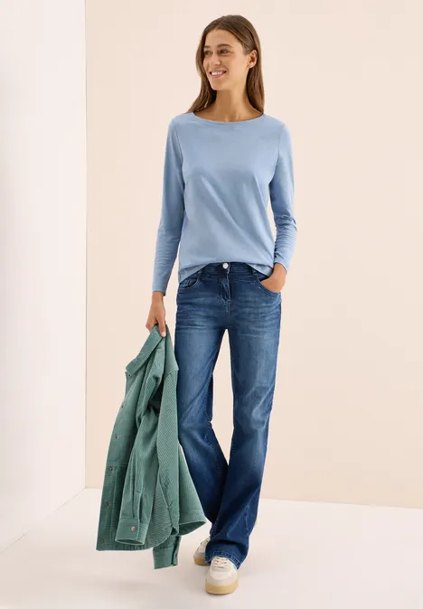 Basic Langarmshirt mountain blue