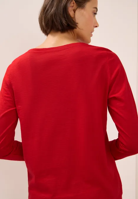 Basic Langarmshirt fiery red