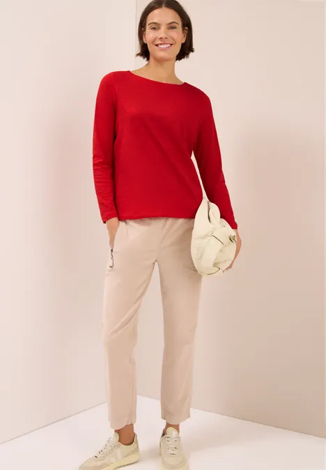 Basic Langarmshirt fiery red