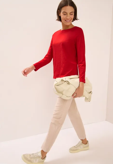 Basic Langarmshirt fiery red