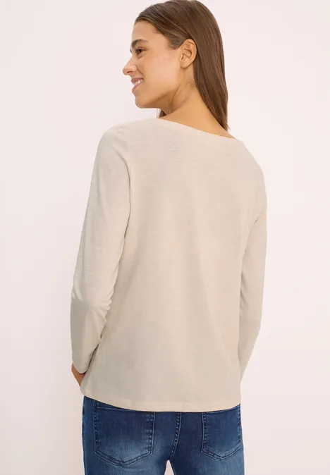 T-shirt basique à manches longues oat milk beige