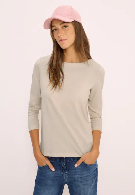 T-shirt basique à manches longues oat milk beige