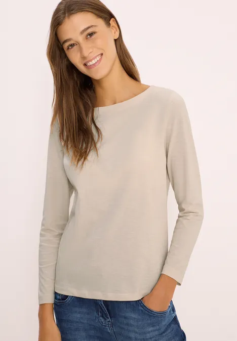 T-shirt basique à manches longues oat milk beige