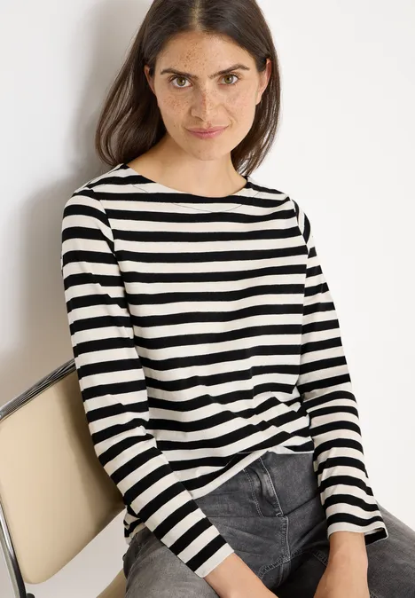 Gestreiftes Basic Shirt Black