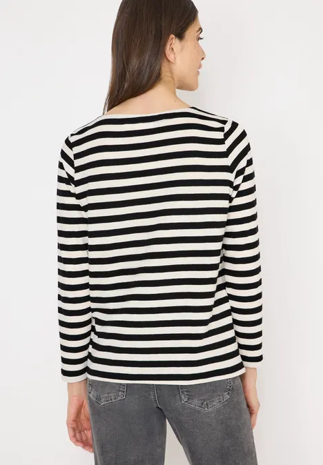 Gestreiftes Basic Shirt Black