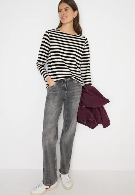 Gestreiftes Basic Shirt Black