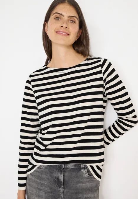 Gestreiftes Basic Shirt Black
