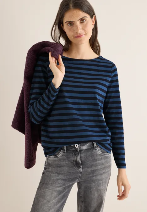 Gestreiftes Basic Shirt urban dark blue