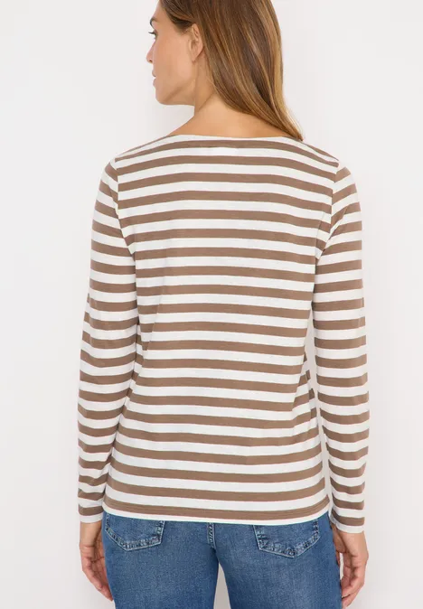 Gestreiftes Basic Shirt natural taupe