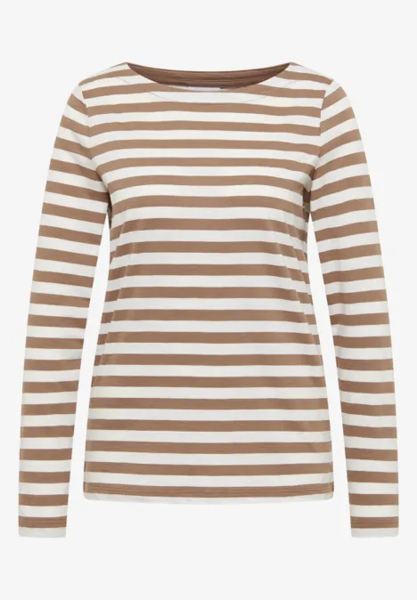 Gestreiftes Basic Shirt natural taupe