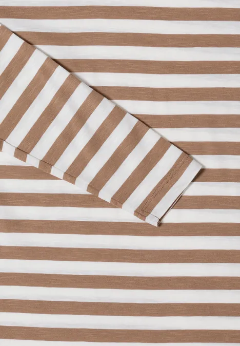 Gestreiftes Basic Shirt natural taupe