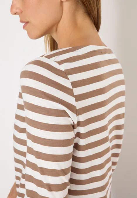 Gestreiftes Basic Shirt natural taupe