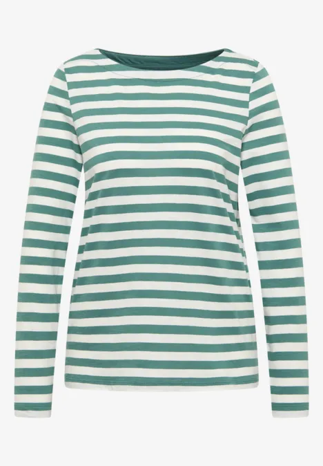 Gestreiftes Basic Shirt jewel green