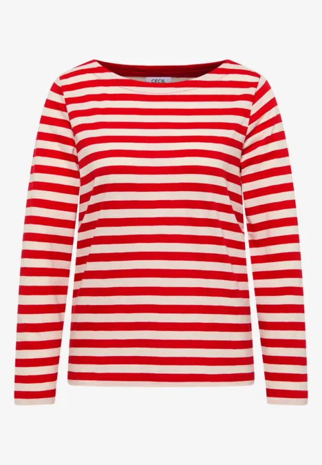 Gestreiftes Basic Shirt fiery red