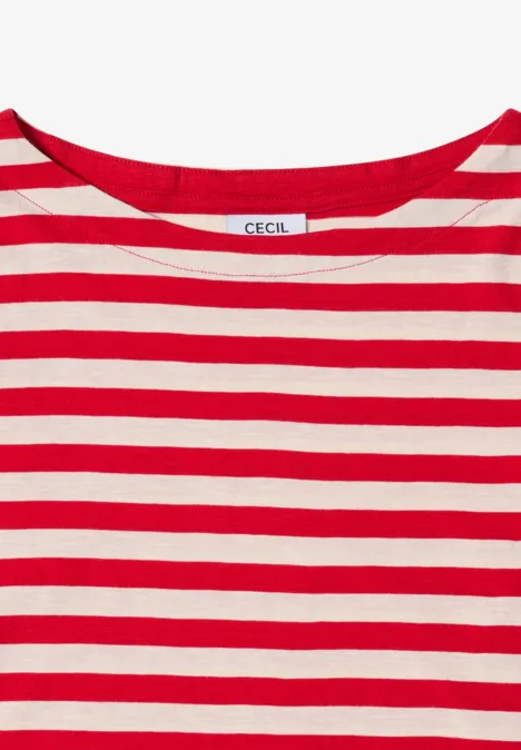 Gestreiftes Basic Shirt fiery red
