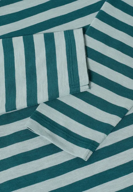 Gestreept basic shirt dark sea green