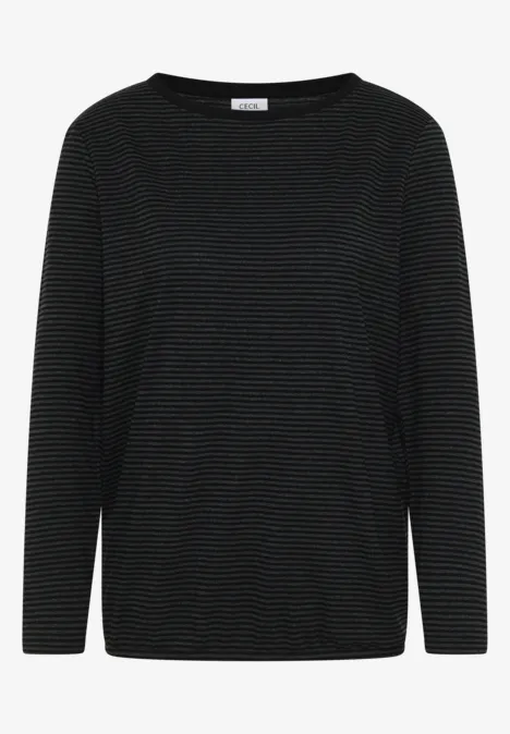 Shirt mit tonalen Streifen Black