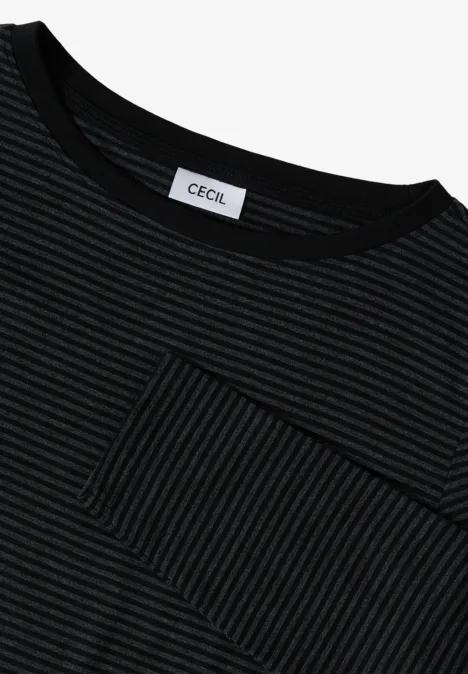 Shirt mit tonalen Streifen Black