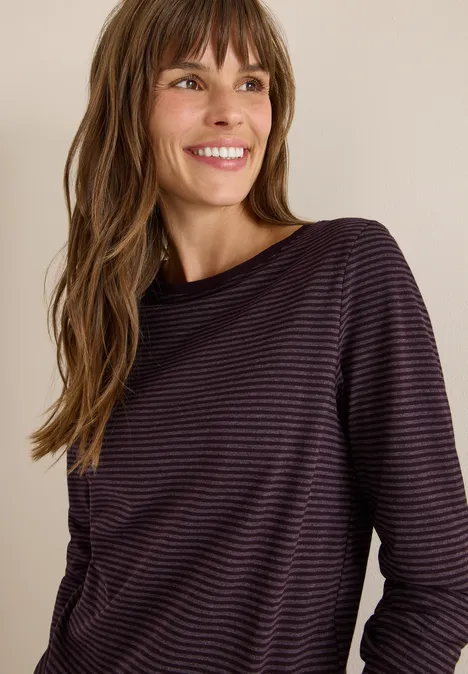 Shirt mit tonalen Streifen eggplant red