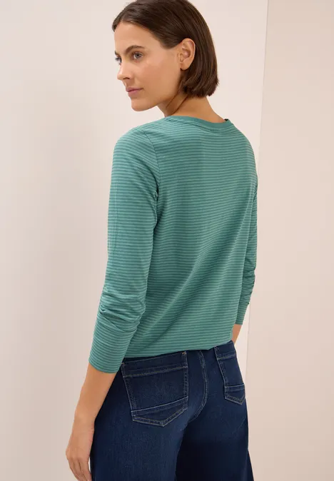 T-shirt à rayures tonales jewel green