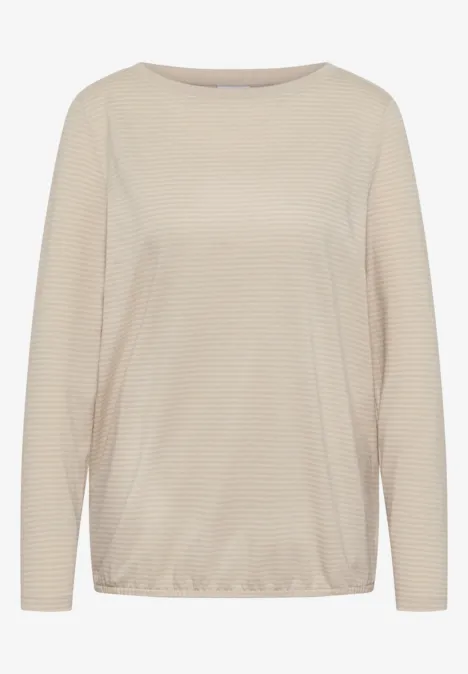 Shirt mit tonalen Streifen oat milk beige