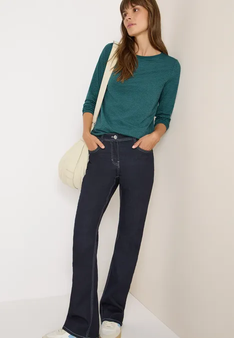 Shirt met ton-sur-ton strepen dark sea green