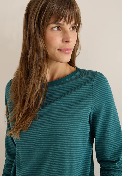 Shirt met ton-sur-ton strepen dark sea green