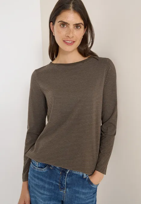 Shirt mit tonalen Streifen chocolate mousse