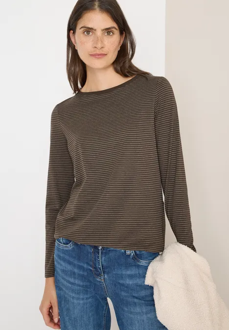 Shirt mit tonalen Streifen chocolate mousse