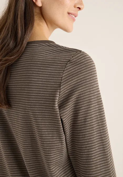 Shirt mit tonalen Streifen chocolate mousse
