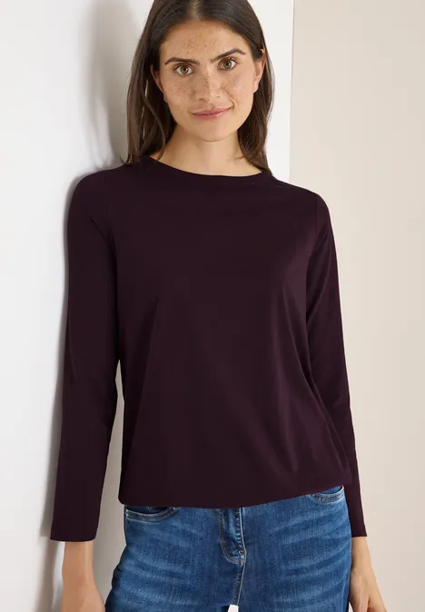 Shirt in Unifarbe eggplant red