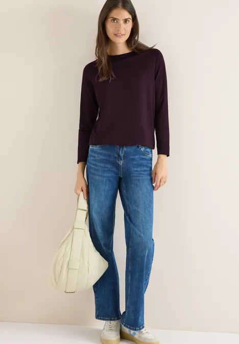 Shirt in Unifarbe eggplant red