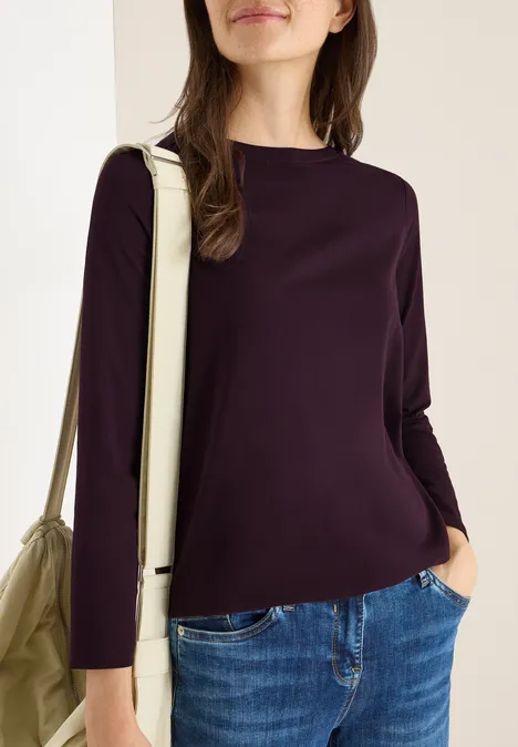 Shirt in Unifarbe eggplant red